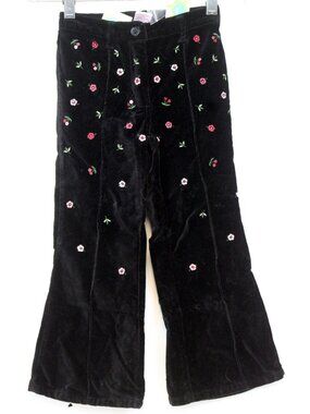 2003 Gymboree Holiday Magic  Black Velvet Pants Flowers Cherries sz 5 Sequins